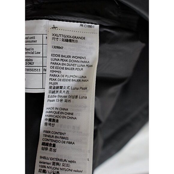 New Eddie Bauer - Luna Peak 550 FP Down Parka in Black - size XXL - Picture 10 of 12